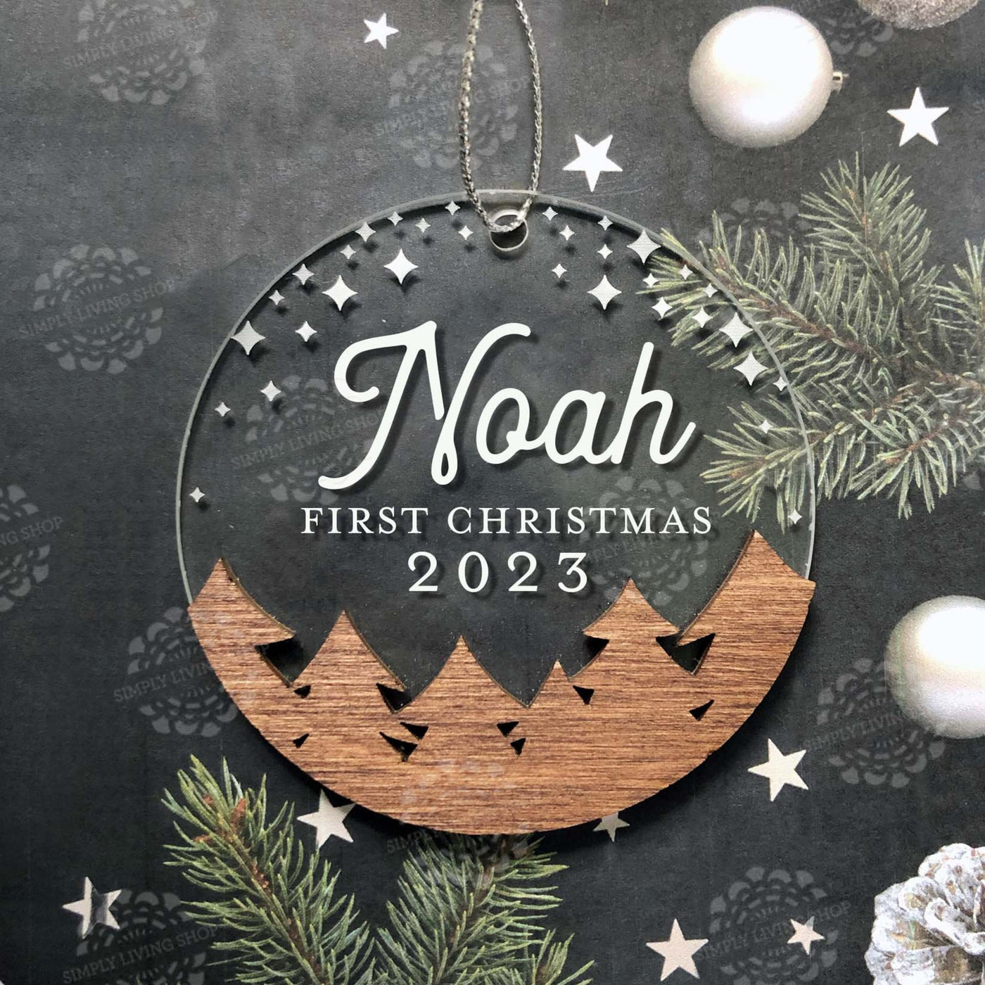 Personalized Baby Ornament - Babys First Christmas Ornament, Christmas 2024 Ornament, Wood and Acrylic Ornament, Engraved Ornament