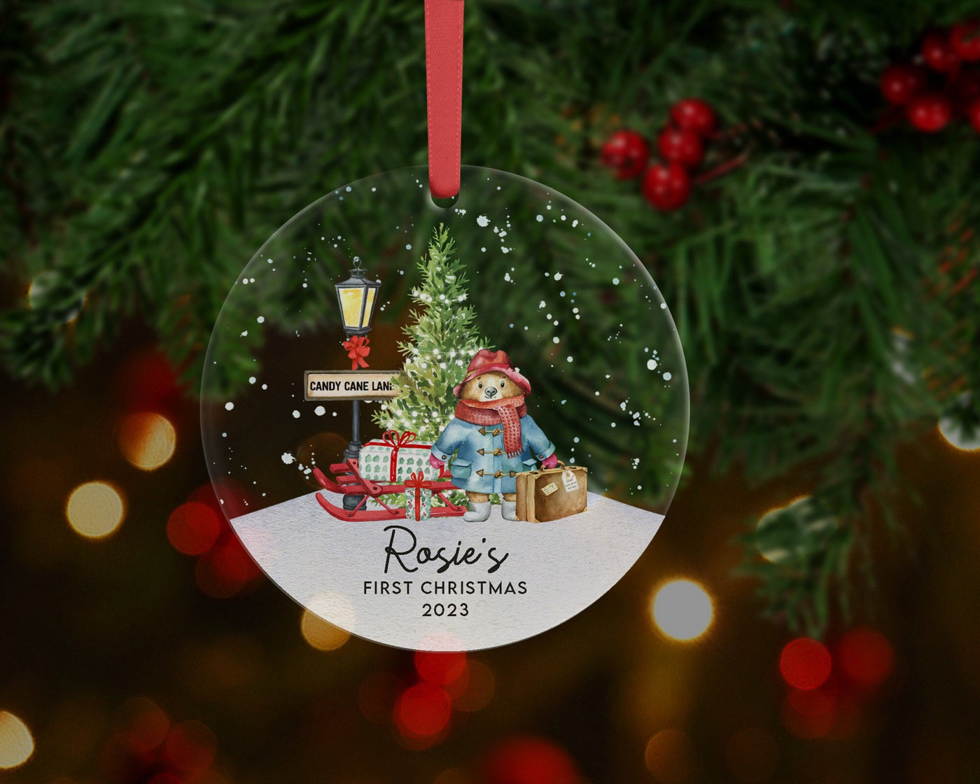 Personalised First Christmas Bear Decoration I Christmas Bauble, Babys first Christmas, 1st Christmas, Bear, New Baby, Christmas Bauble