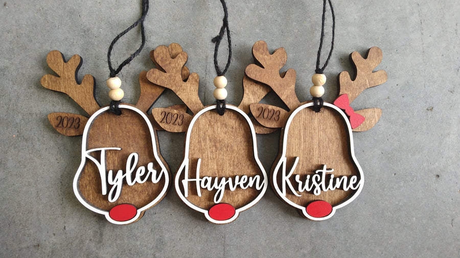 Personalized reindeer ornament | personalized Rudolph wooden ornaments | custom ornament | kids ornaments | custom ornaments | reindeer gift