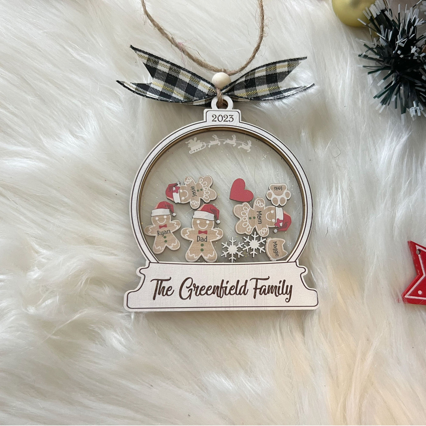 Personalized Gingerbread With Hat Family Christmas Ornament, Custom Family Ornament 2024, 4D Customized Cookie Ornament Gift for Christmas