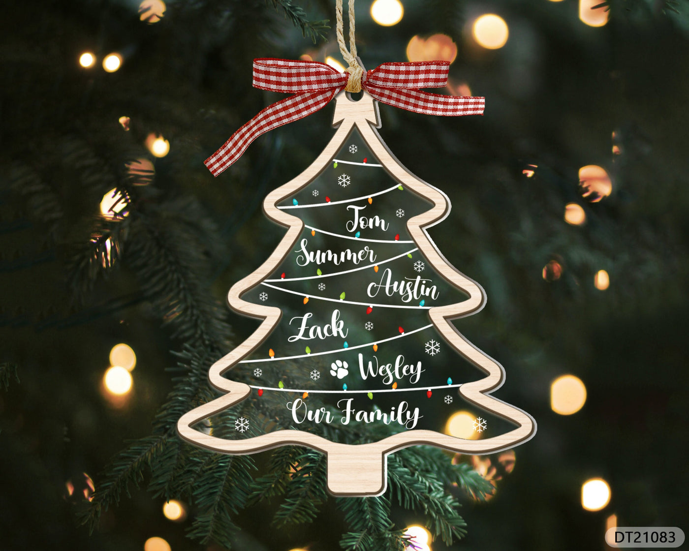 Family Christmas Ornament, Custom Family Names Tree Ornament, Family Ornament With Pets, Christmas Tree Name, 2023 Christmas Ornament