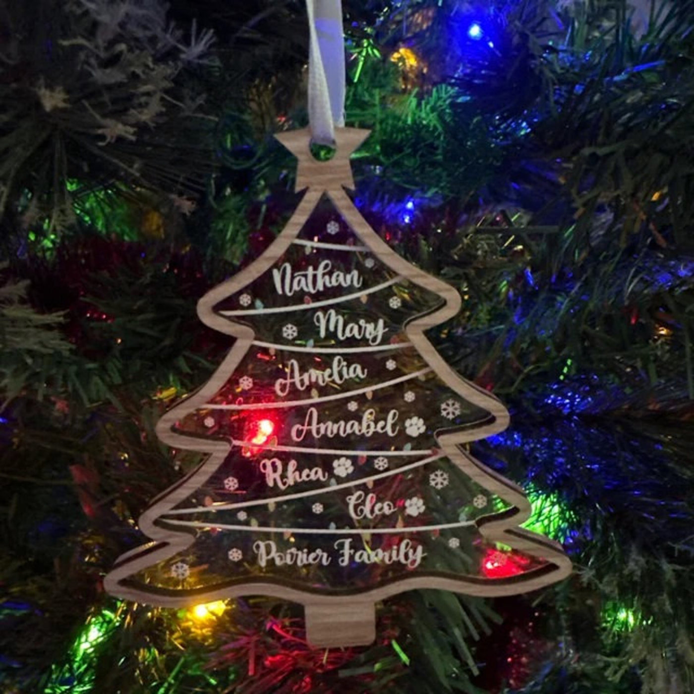 Family Christmas Ornament, Custom Family Names Tree Ornament, Family Ornament With Pets, Christmas Tree Name, 2023 Christmas Ornament