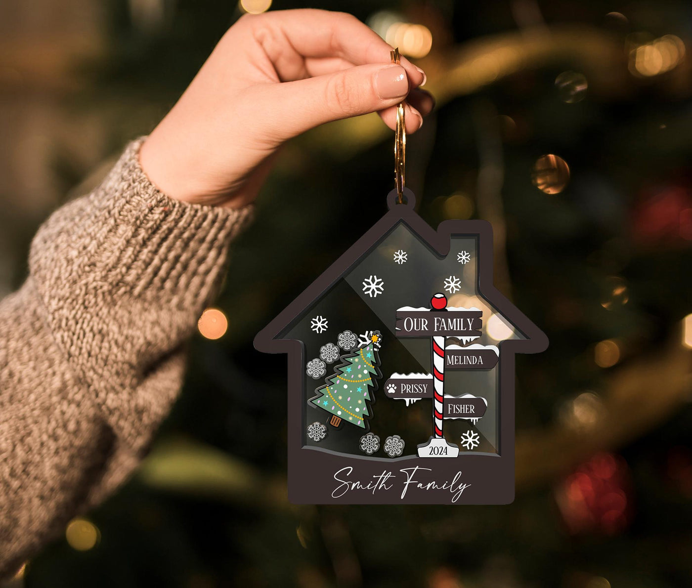 Personalized Family Shake Christmas Ornament 2024, 4D Custom Family Member Names Christmas Ornament, Family Tree Gift, Family Christmas Gift