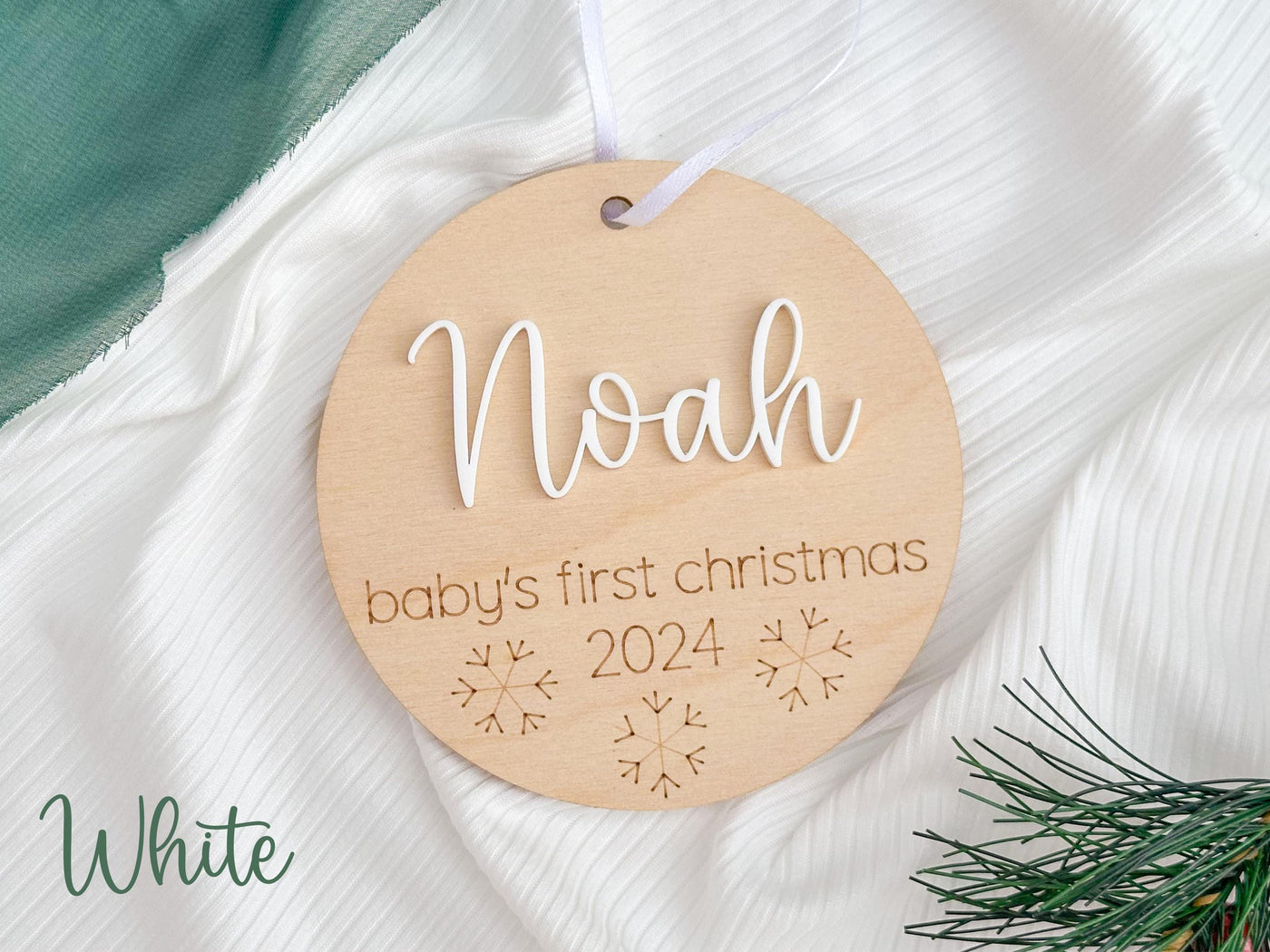 Baby's First Christmas Ornament 2024, New Baby Gift for Christmas, Wooden Personalized Ornament for Baby, Keepsake for Newborn, Baby Shower