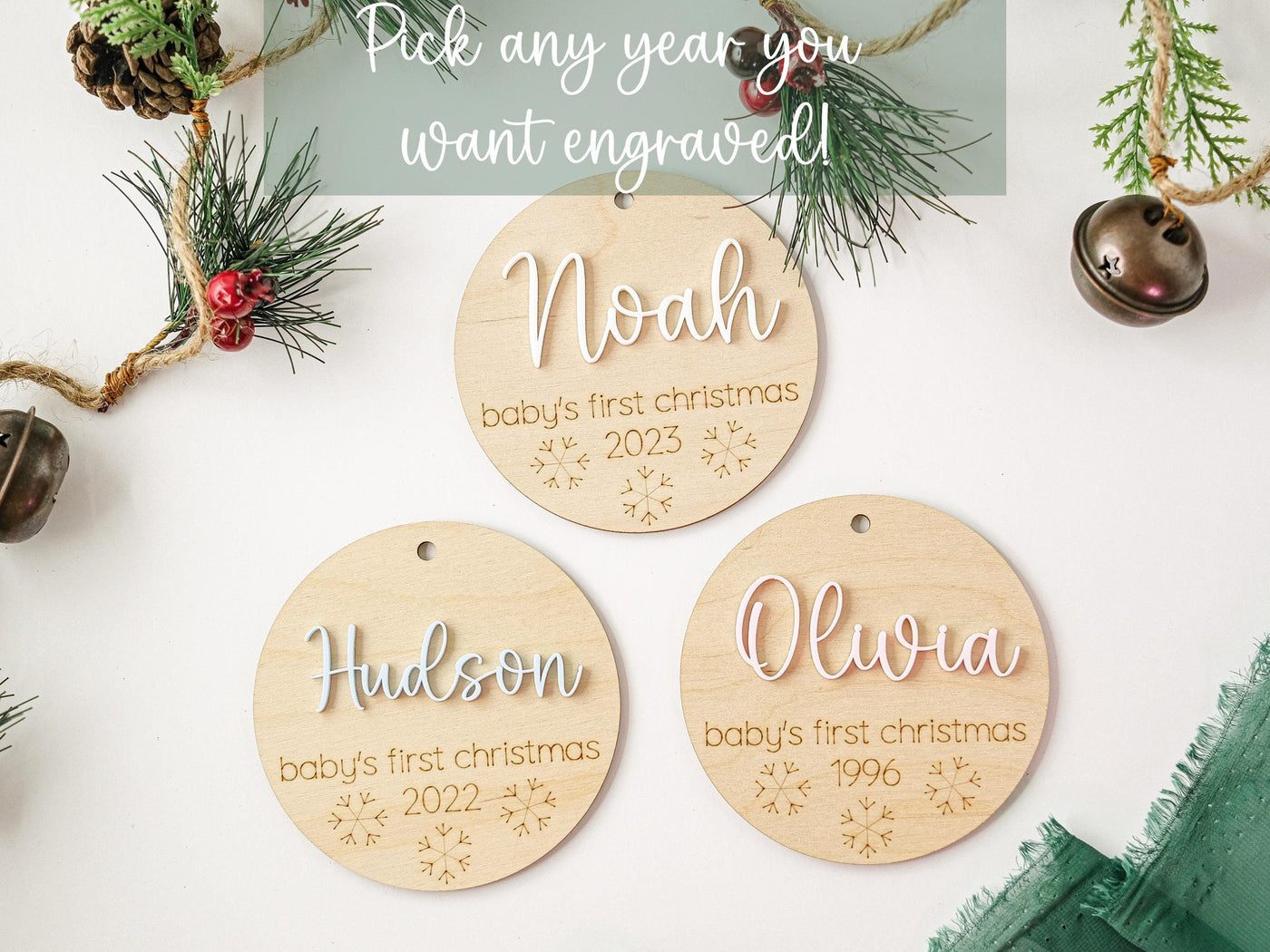 Baby's First Christmas Ornament 2024, New Baby Gift for Christmas, Wooden Personalized Ornament for Baby, Keepsake for Newborn, Baby Shower