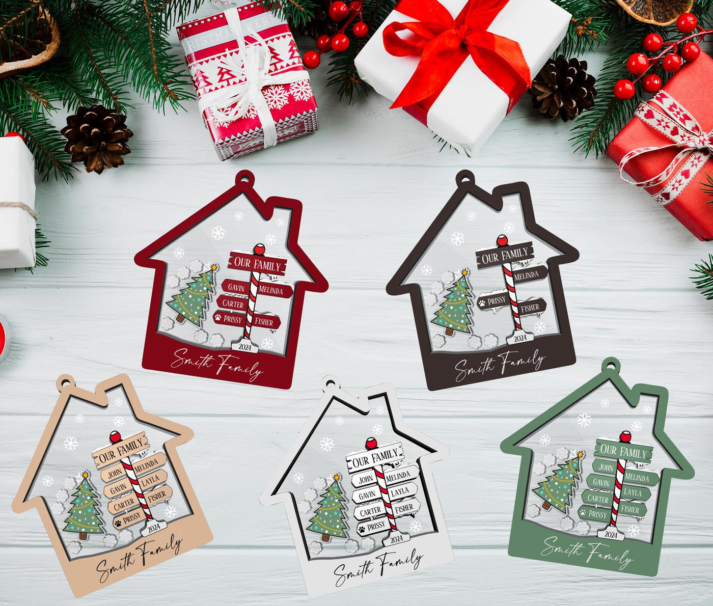 Personalized Family Shake Christmas Ornament 2024, 4D Custom Family Member Names Christmas Ornament, Family Tree Gift, Family Christmas Gift