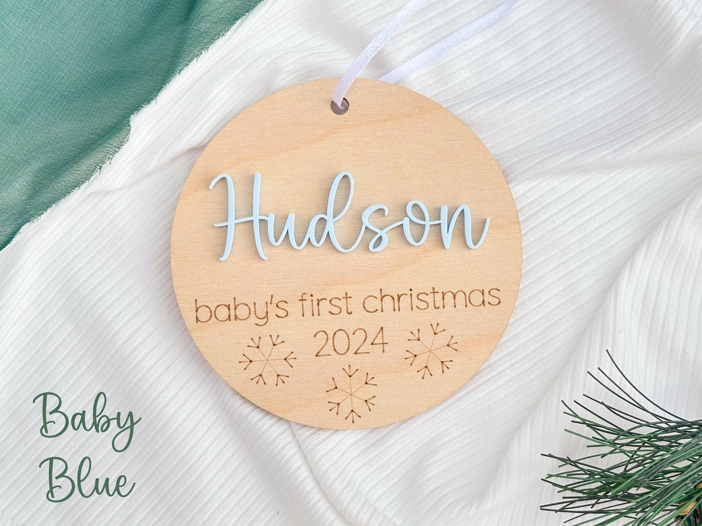 Baby's First Christmas Ornament 2024, New Baby Gift for Christmas, Wooden Personalized Ornament for Baby, Keepsake for Newborn, Baby Shower