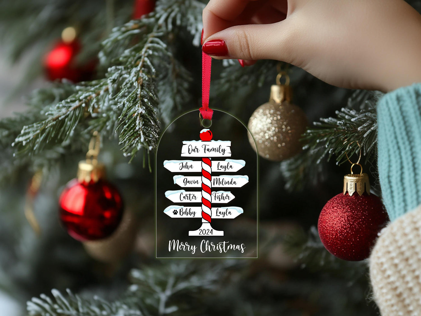 Personalized Family Christmas Ornaments, Ornaments for Christmas 2024, Family Name Ornament Custom Christmas Tree Ornament With Family Names