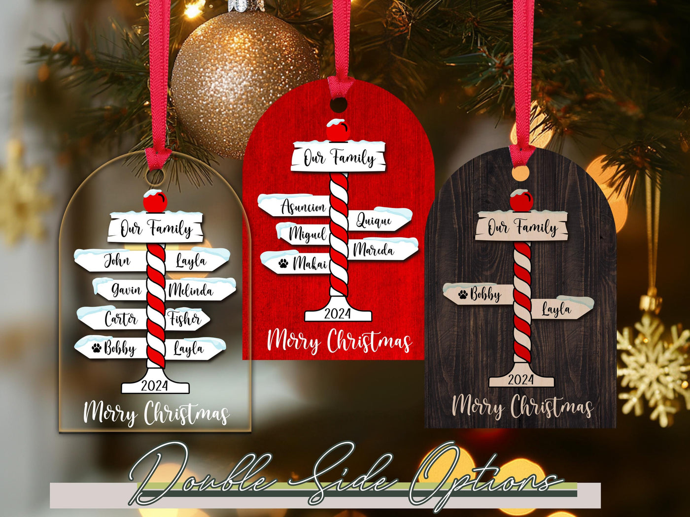 Personalized Family Christmas Ornaments, Ornaments for Christmas 2024, Family Name Ornament Custom Christmas Tree Ornament With Family Names