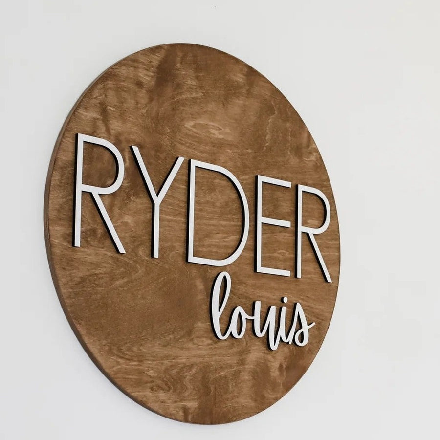 Ryder Louis Round Name Sign, Custom Name Sign for Nursery