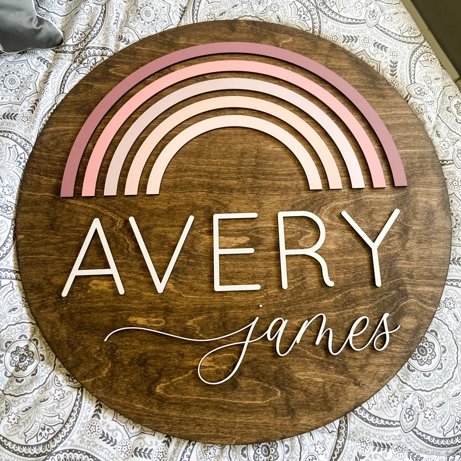 Avery James Round Name Sign, Custom Name Sign for Nursery