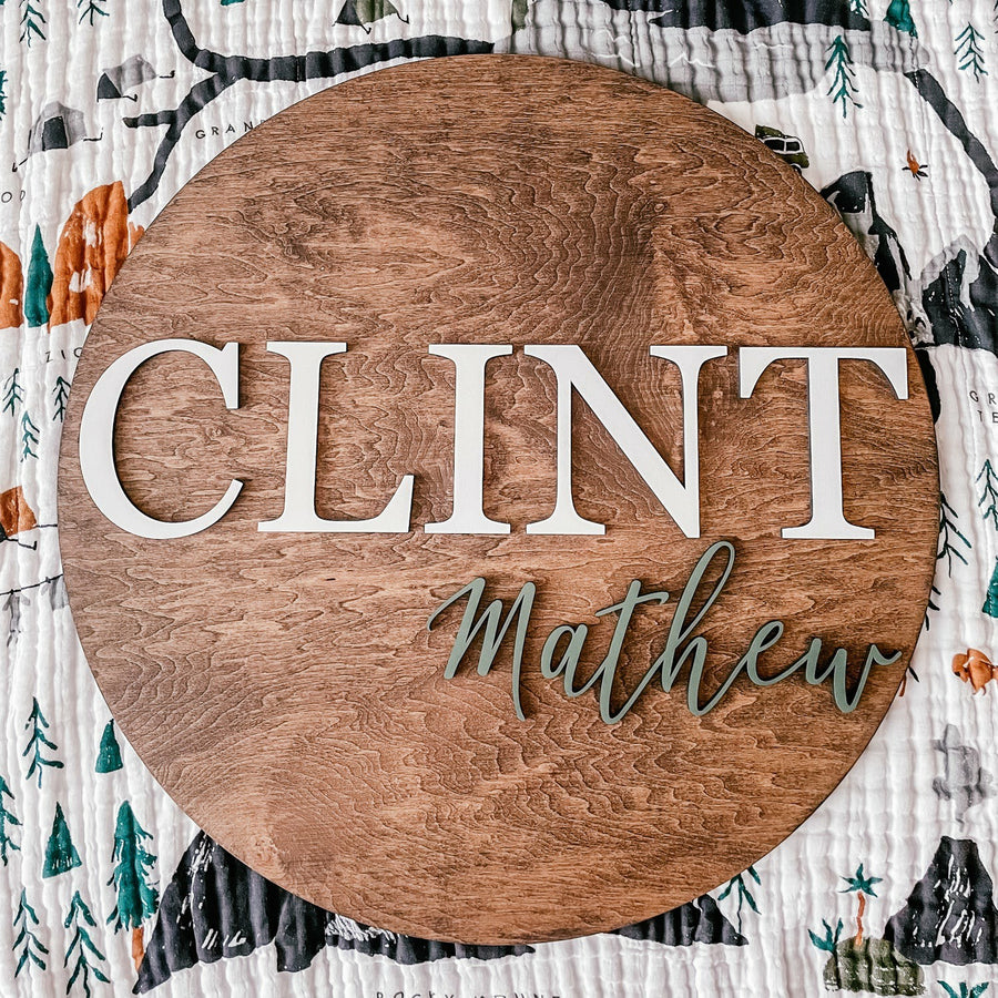 Clint Mathew Round Name Sign, Custom Name Sign for Nursery