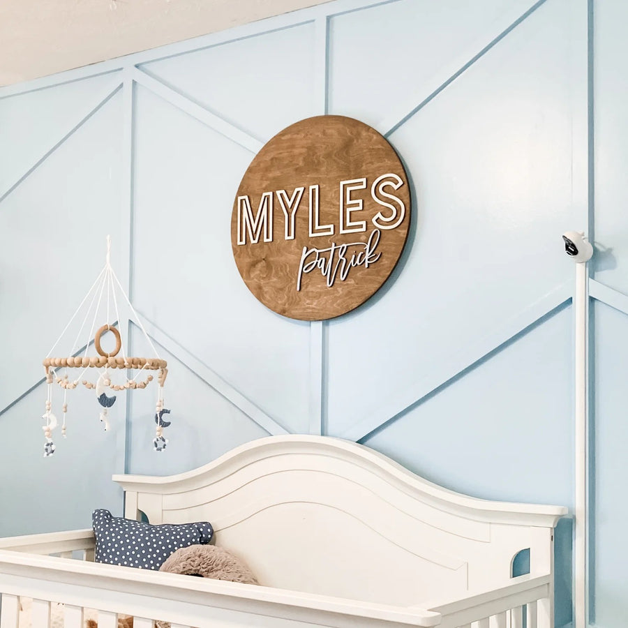 Myles Patrick Round Name Sign, Custom Name Sign for Nursery