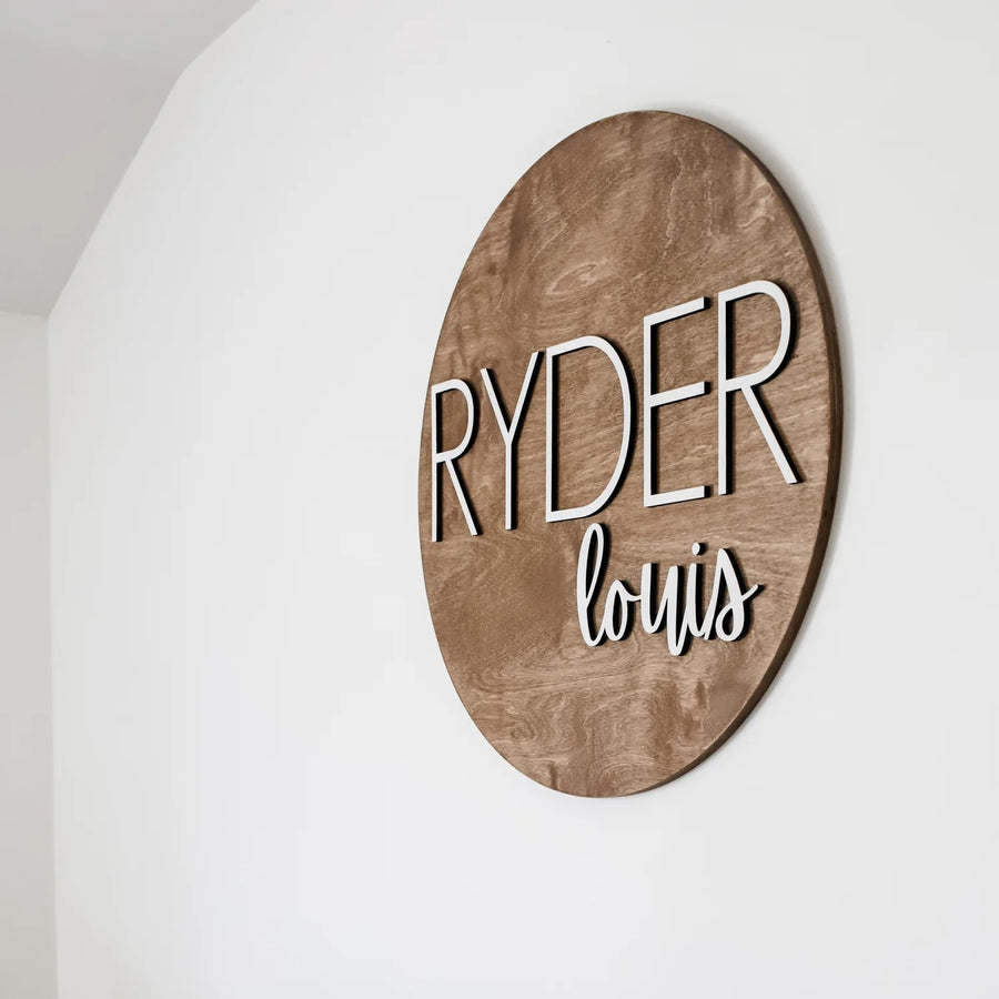 Ryder Louis Round Name Sign, Custom Name Sign for Nursery