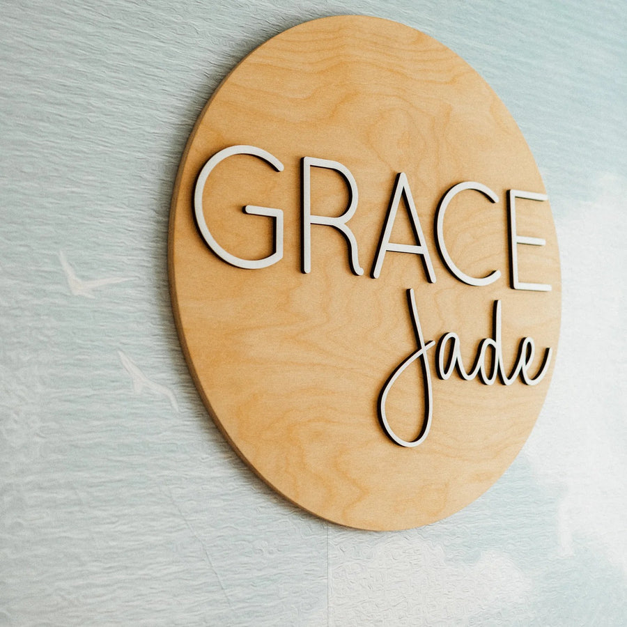 Grace Jade Round Name Sign, Custom Name Sign for Nursery