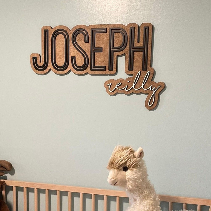 Joseph Willy Layered Sign, Custom Name Sign for Nursery