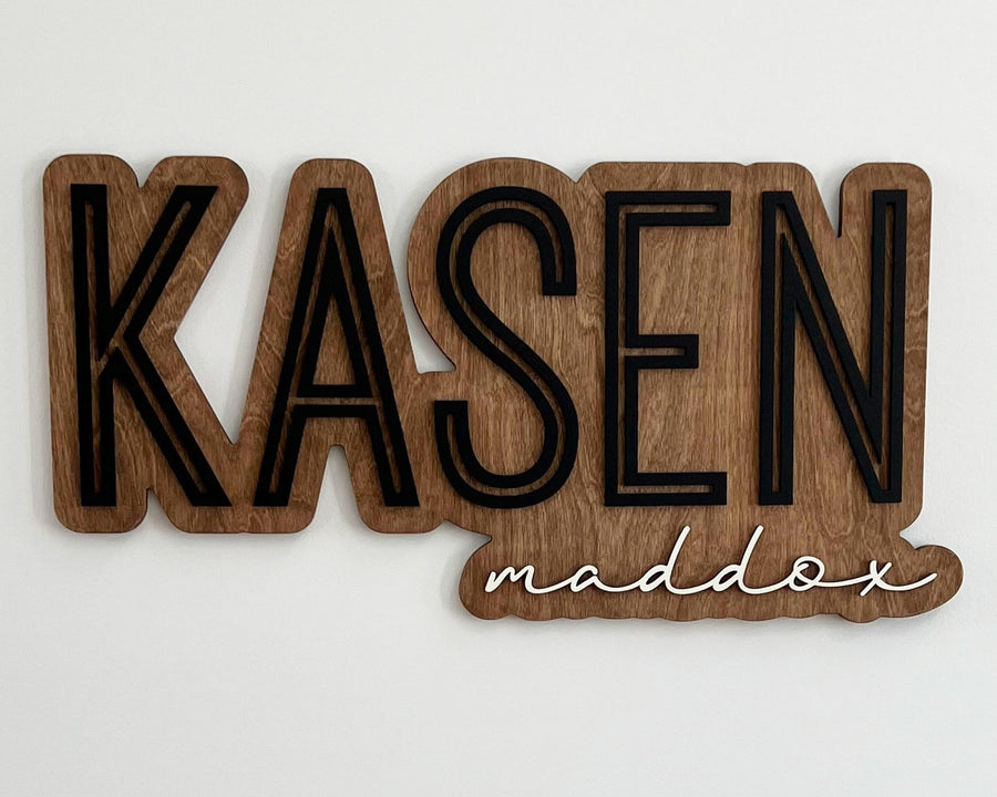 Kasen Maddox Layered Sign, Custom Name Sign for Nursery
