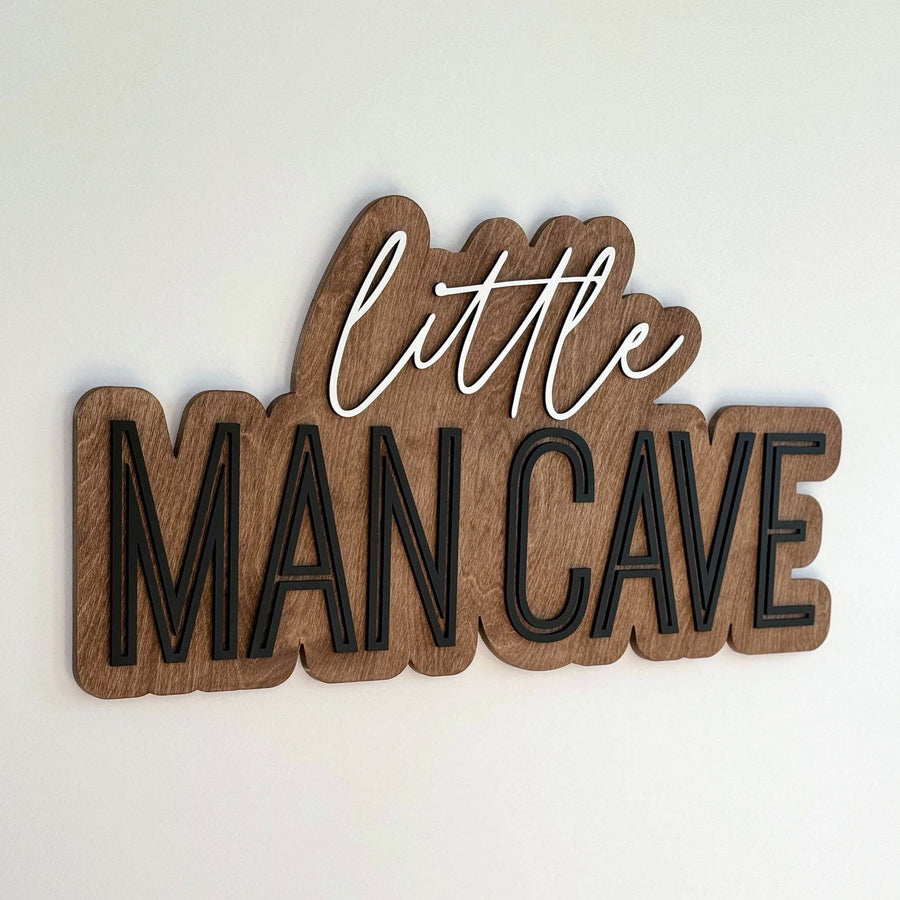 Little Man Cave Layered Sign, Custom Name Sign for Nursery