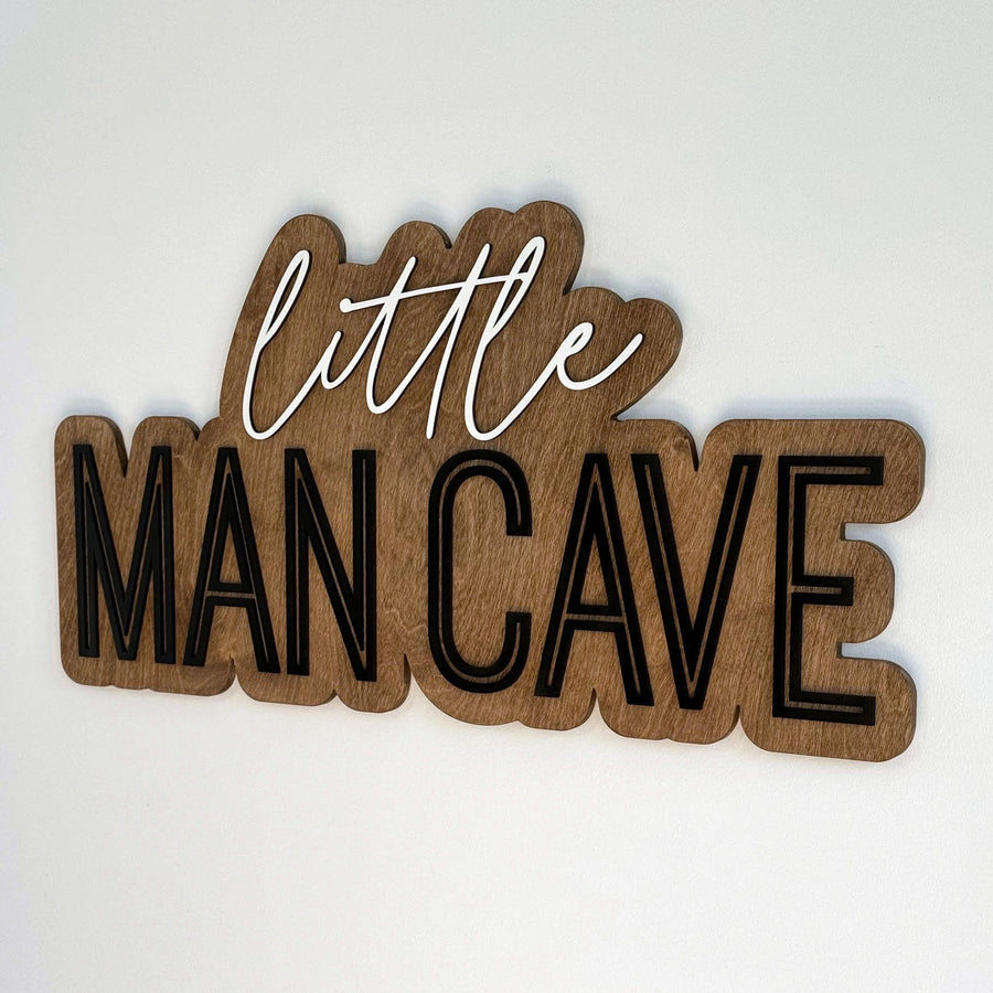 Little Man Cave Layered Sign, Custom Name Sign for Nursery