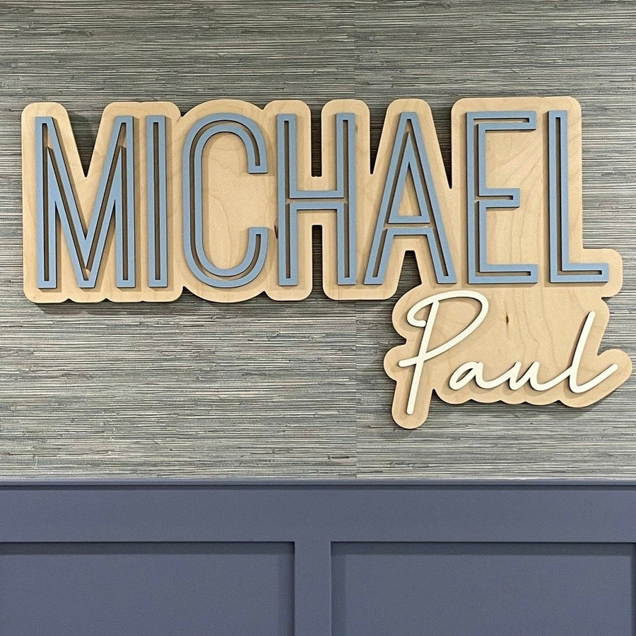 Michael Paul Layered Sign, Custom Name Sign for Nursery