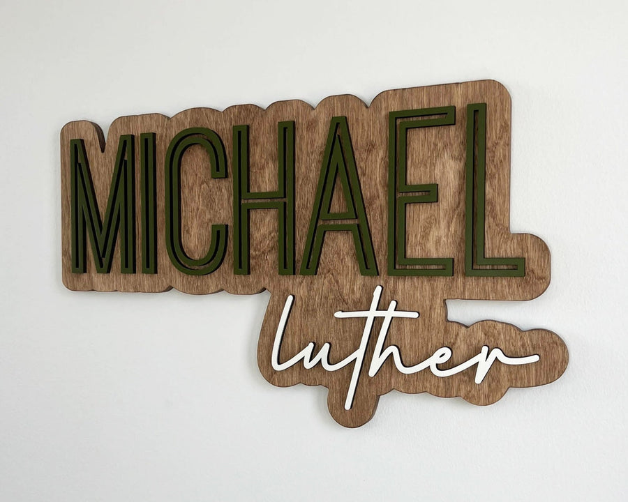Michael Luther Layered Sign, Custom Name Sign for Nursery