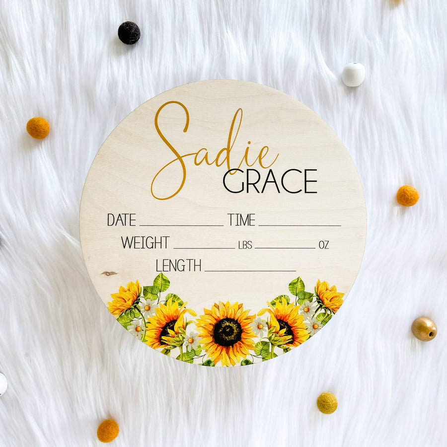 Sadie Grace Sun Flowers Birth Stat