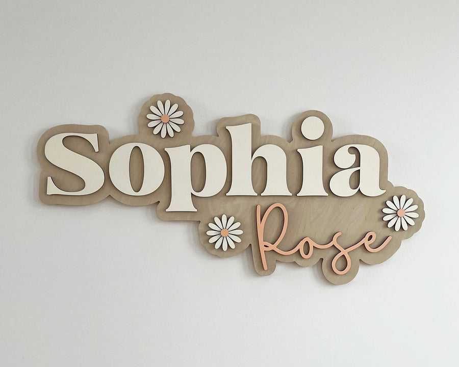 Sophia Rose Layered Sign, Custom Name Sign for Nursery