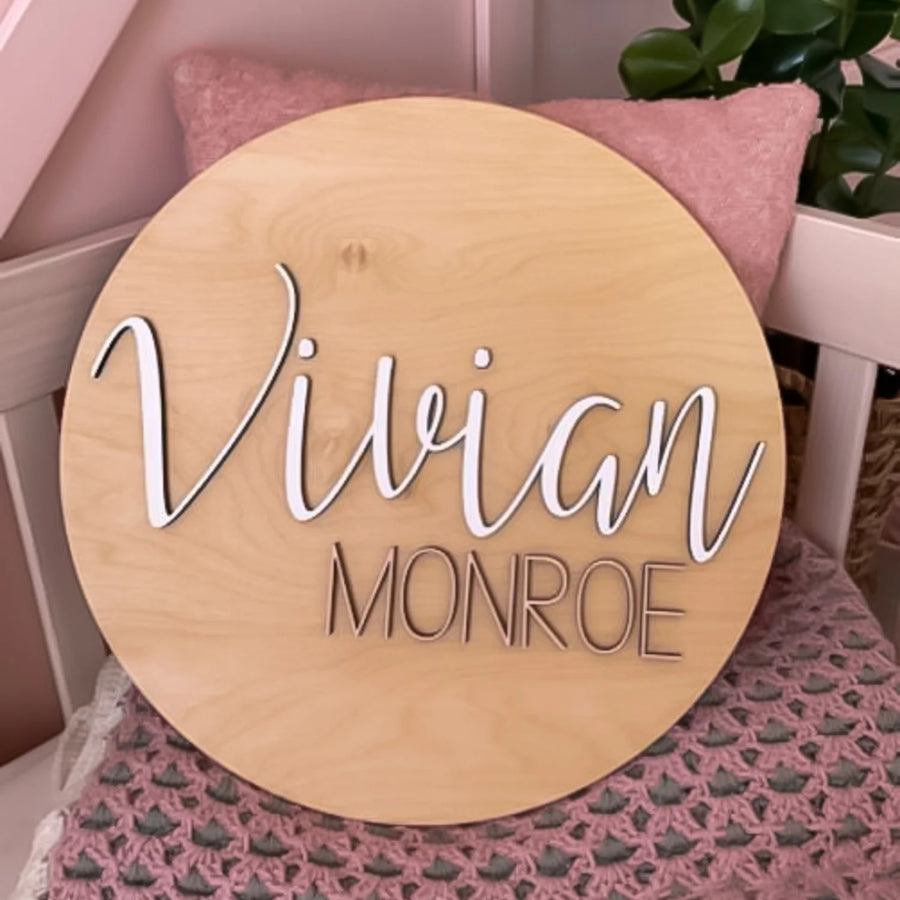 Vivian Monroe Round Name Sign, Custom Name Sign for Nursery