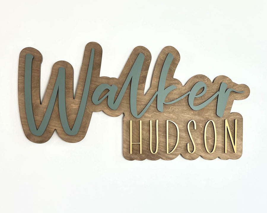 Walker Hudson Layered Sign, Custom Name Sign for Nursery