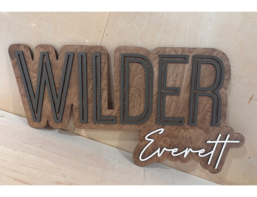 Wilder Everett Layered Sign, Custom Name Sign for Nursery